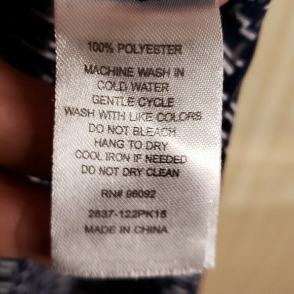 Dalia Women's Blue Geometric Print Long  Sleeve Roll Tab Blouse XL - Picture 7 of 7